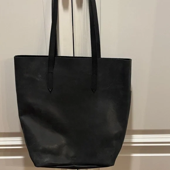 ABLE Classic Black Leather Tote Bag - Picture 1 of 7
